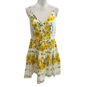 Taylor Women’s Size 10 Floral Print Sleeveless Cotton Minidress Yellow Green NWT